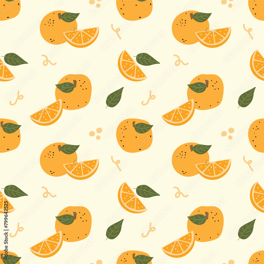Orange fruit illustration seamless pattern Orange fruit illustration seamless pattern