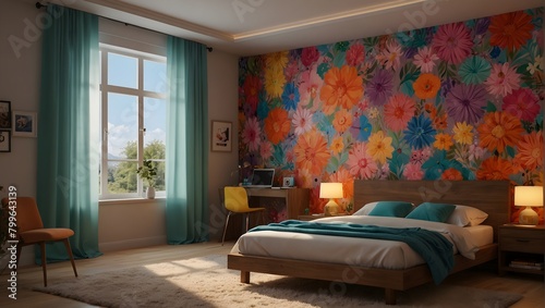  A vibrant, whimsical bedroom where every wall is a canvas for animated characters ai_generated © Haroon