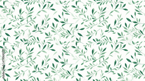 A seamless pattern of delicate olive branches with leaves in sage green on a white background.