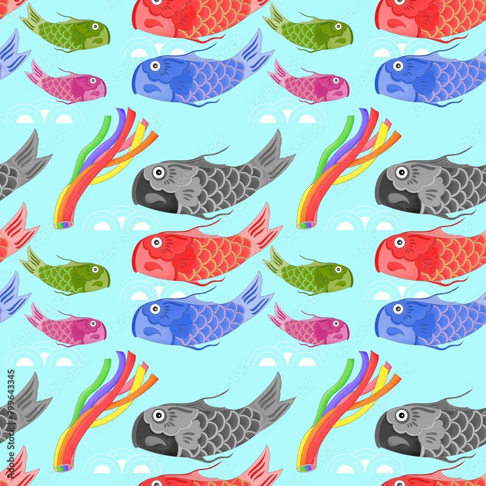 Fototapeta premium seamless pattern with koinobori