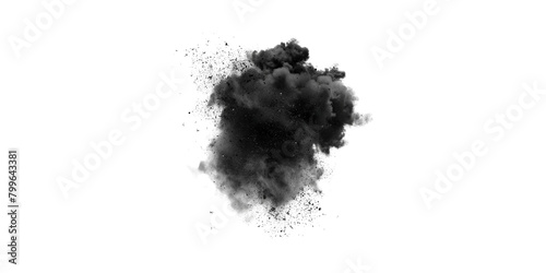 solated black cloud or dust particles explosion on white background