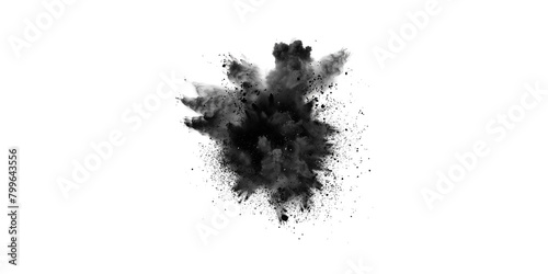 solated black cloud or dust particles explosion on white background