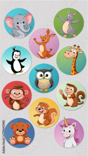 a collection of animals from the wild animal kingdom stickers
