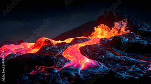 Digital glitch neon lava flow abstract poster web page PPT background