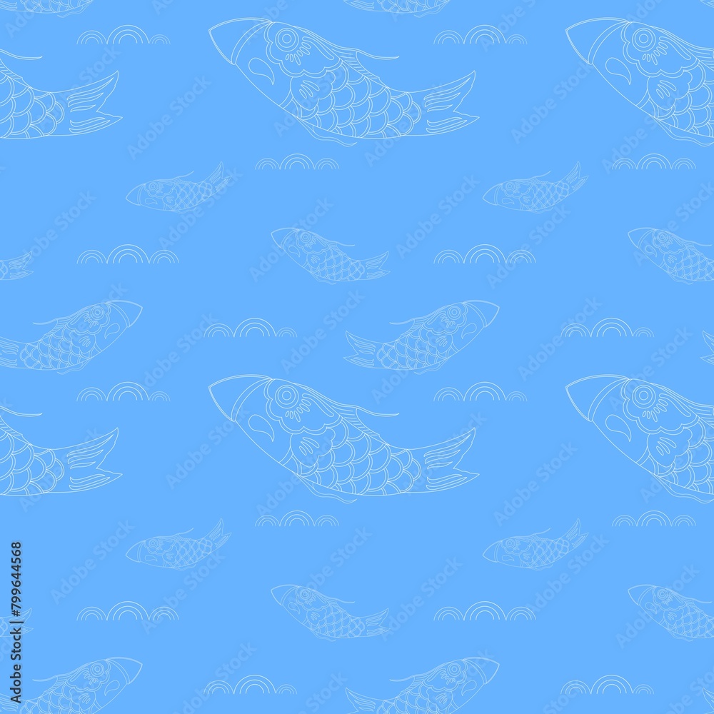 seamless pattern with koinobori