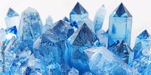 Sapphire-colored gems on a blank backdrop. Digital depiction. photo