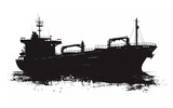 Silhouette of a freighter from a side view, on an isolated white background. vector illustration.