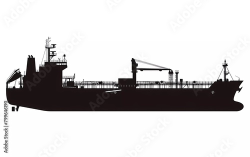 Silhouette of a tanker from a side view, on an isolated white background. vector illustration.