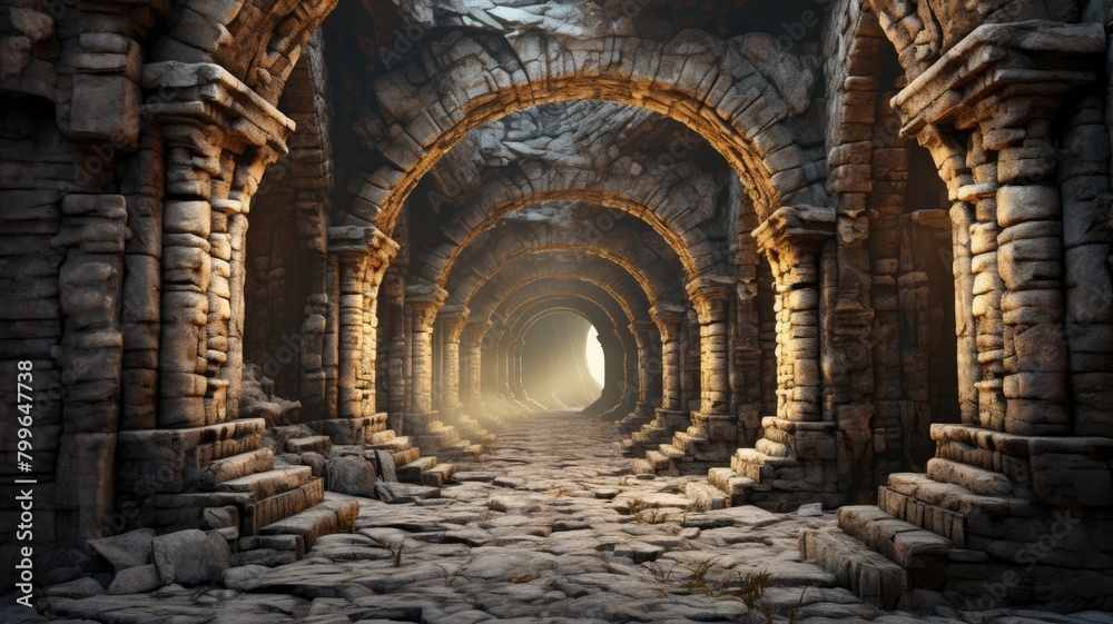 Fototapeta premium Ancient Stone Archway Corridor