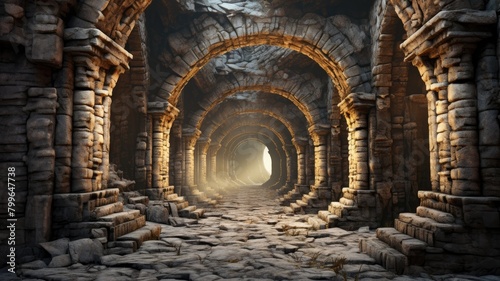 Ancient Stone Archway Corridor