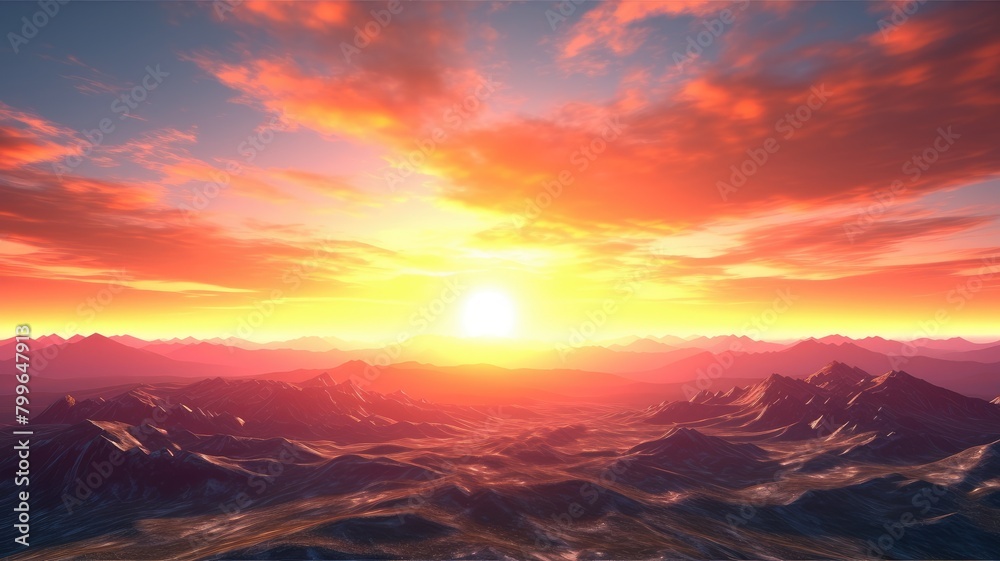 Fototapeta premium Sunset Glow Over Mountain Peaks