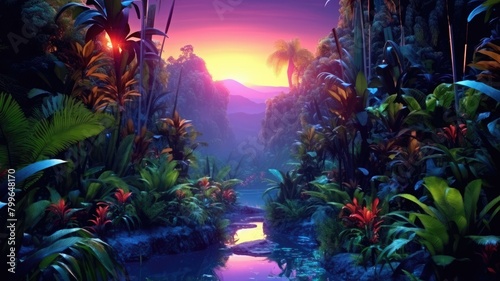 Tropical Sunset Serenity by Jungle River