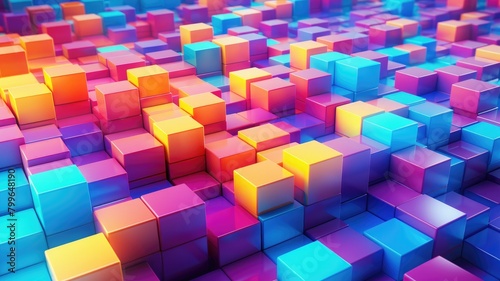 Colorful Abstract Cube Array in 3D Space