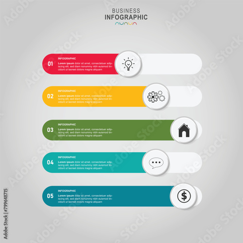 infographic element design 5 step, infochart planning