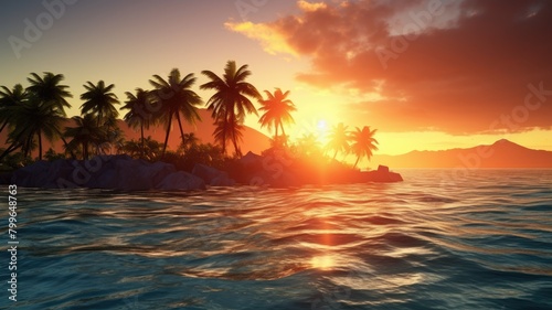 Tropical Island Sunset Serenity