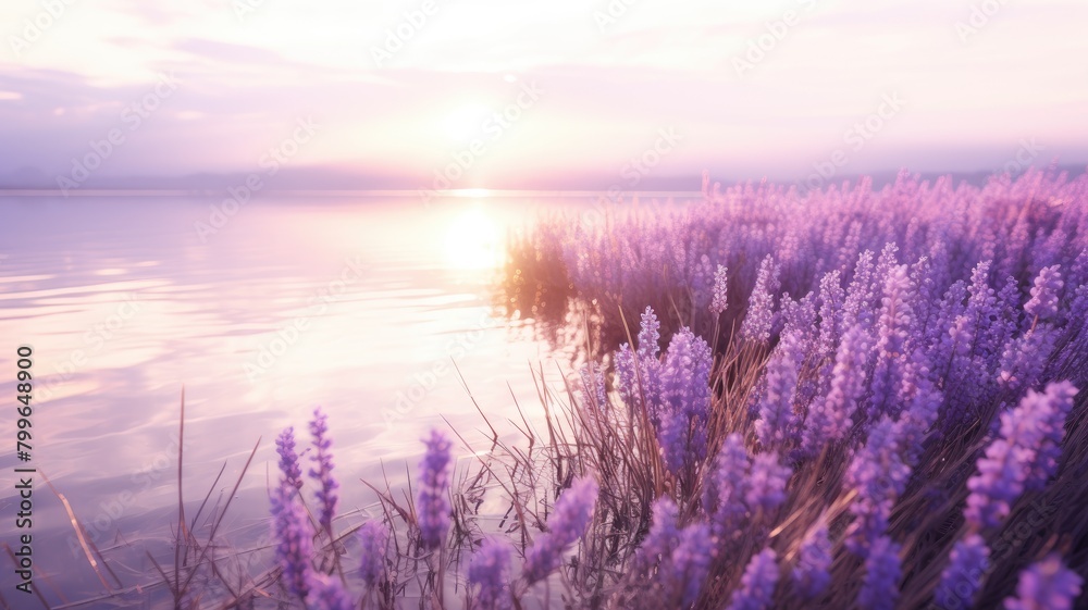 Obraz premium Serene Sunset Reflections on Lake