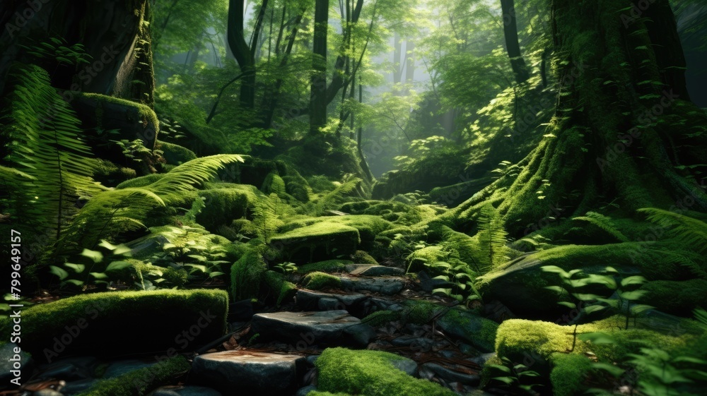 Tranquil Forest Creek in Lush Wilderness Tranquil Forest Creek in Lush Wilderness