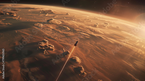 Fototapeta Naklejka Na Ścianę i Meble -  spacecraft above mars