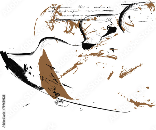 Distressed background in black and white texture with dark spots, scratches and lines. Abstract illustration, Vector graffiti seamless pattern with abstract tags, letters without meaning. Fashion art