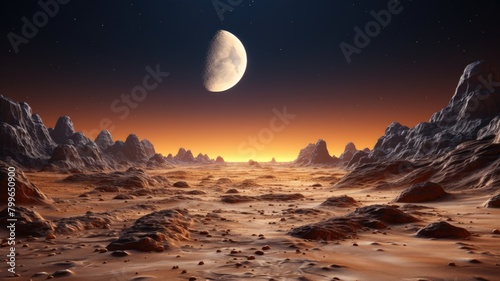 Moonrise Majesty over Lunar Dust Desert