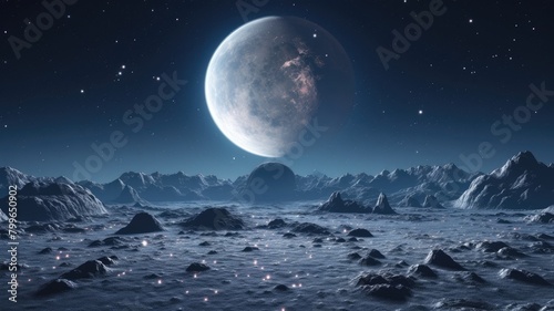 Moonlit Crater Plateau: A Celestial Landscape