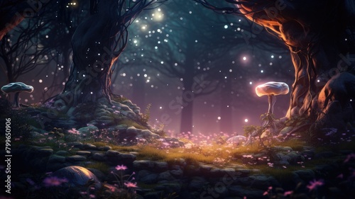 Enchanted Starfall Forest at Twilight