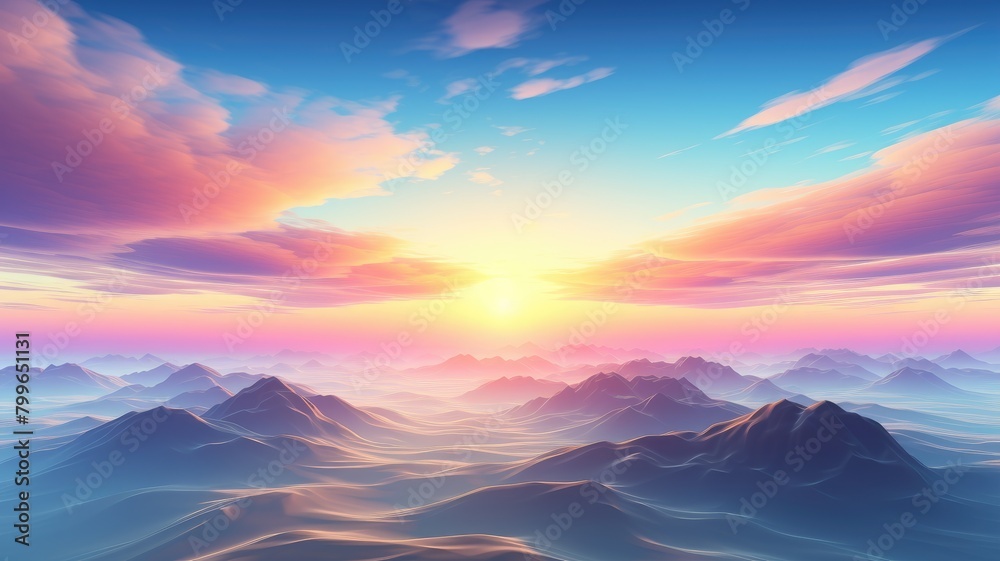 Iridescent Horizon Over Mystic Mountain Waters Iridescent Horizon Over Mystic Mountain Waters