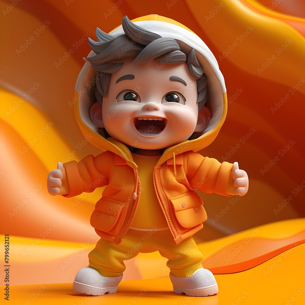 Joyful Young Child Playing in Vibrant Minimalist Digital Joyful Young Child Playing in Vibrant Minimalist Digital