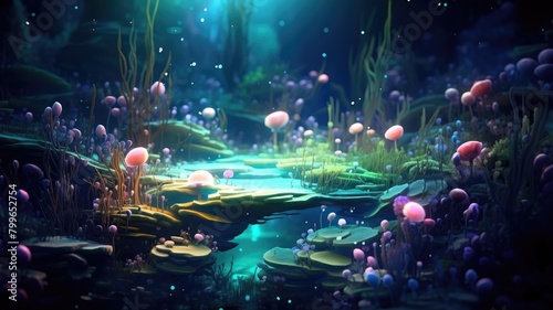 Ethereal Bioluminescent Coral Sanctuary