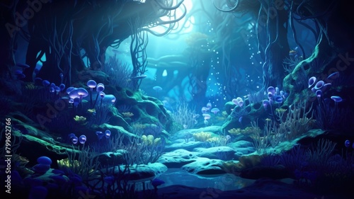 Abyssal Blue Coral Garden Depths
