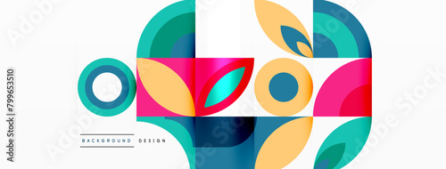 Colorful geometric pattern with circles and squares in electric blue and magenta on a white background. The art features tints and shades, creating a vibrant and eyecatching design