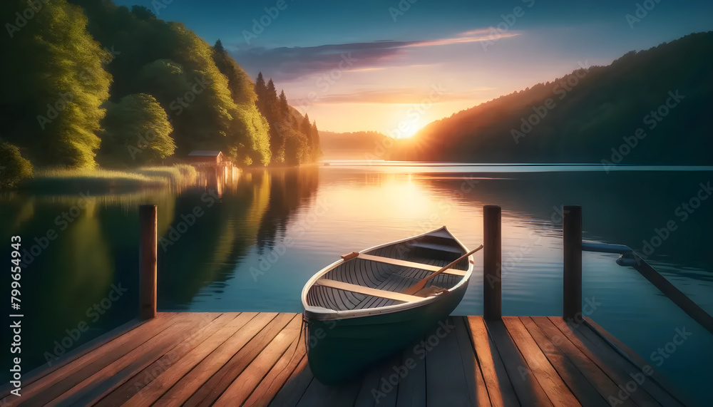 Fototapeta premium boat on the lake