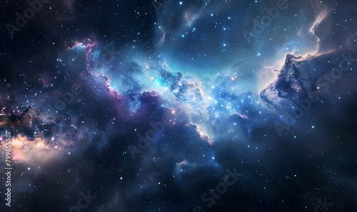 Cosmic Night Sky Space Background with Glowing Nebula Clouds and Shimmering Stars Backdrop Wallpaper