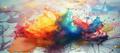 colorful watercolor ink splashes, paint 325