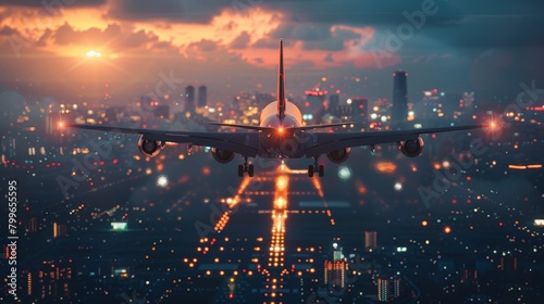 global logistics with an image depicting cargo planes loading and departing against a backdrop of city lights