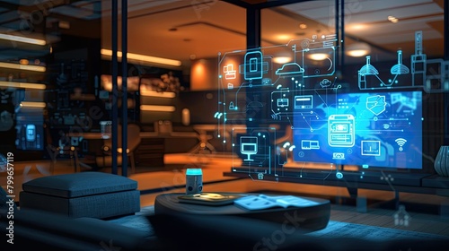 concept of smart homes, highlighting connected devices and home automation systems