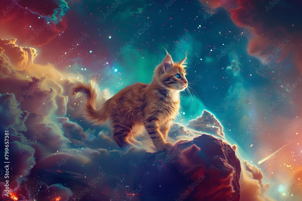 Cute Cat in SciFi Space wallpaper