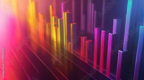 Abstract financial chart with vibrant rainbow gradients
