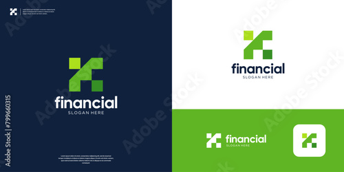 Abstract financial arrow logo design template.