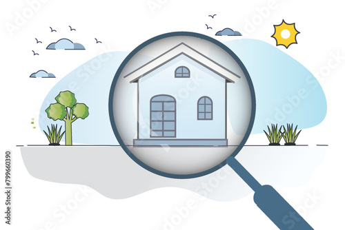 Home energy audit and house heating efficiency inspection outline concept. Insulation check for sustainable