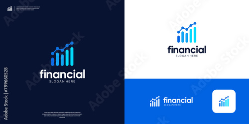 Financial chart logo design vector. Analytic, investment, data logo design. photo