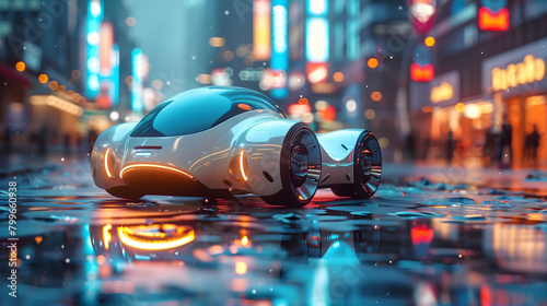 3d illustration visualized Autonomous Vehicles, futuristic in cybercity photo