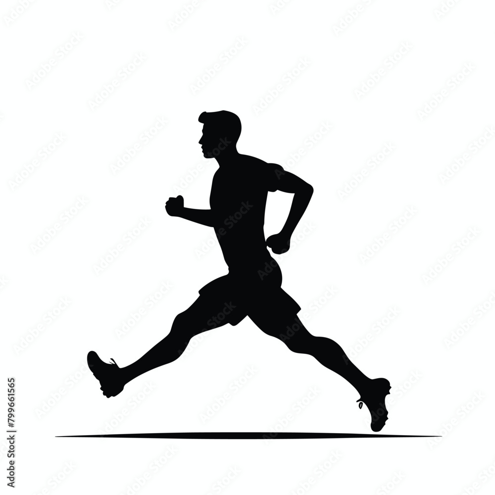 Silhouette of a male runner in motion against a white background, showcasing dynamic movement. Silhouette of a male runner in motion against a white background, showcasing dynamic movement.