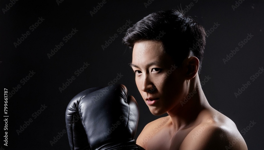 Traditional martial art. A guy having a Muay Thai fighting posture Traditional martial art. A guy having a Muay Thai fighting posture