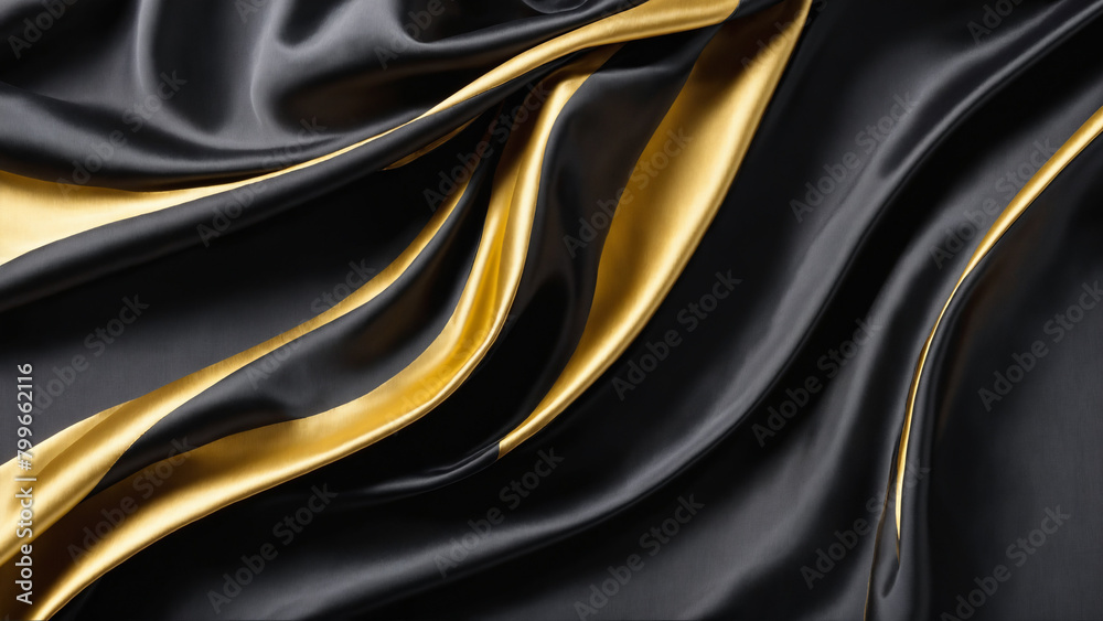 3D abstract wallpaper. Three-dimensional dark golden and black background, Luxury Elegant golden wallpaper. Black and gold background