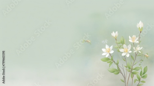 Quiet corner of a garden with Jasmine and Water Jasmine, their delicate white flowers adding a subtle fragrance to the tranquil setting