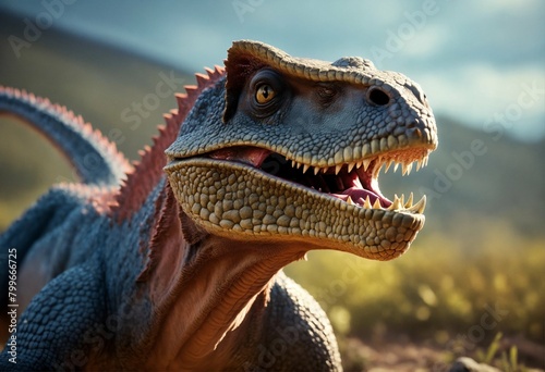 closeup of Dinosaur with open mouth