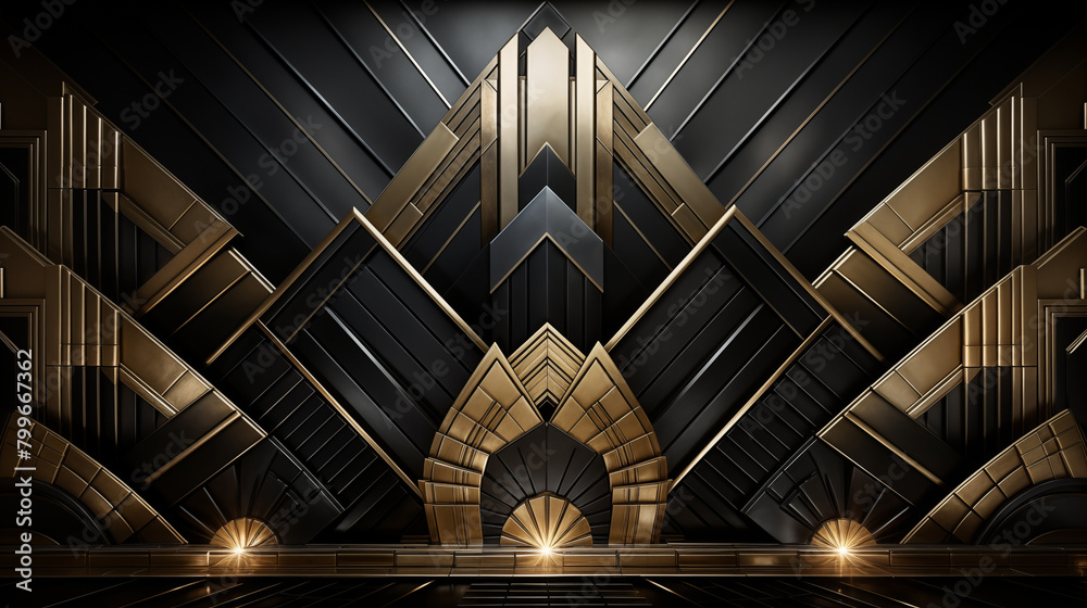 Fototapeta premium a bas relief background design in the elegant Art Deco style, featuring geometric patterns, sleek lines, and motifs inspired by the Jazz Age.