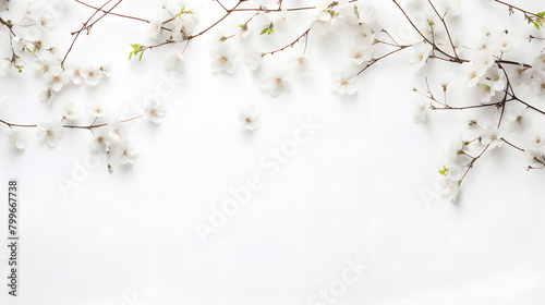 Digital white flowers border plant abstract graphic poster web page PPT background