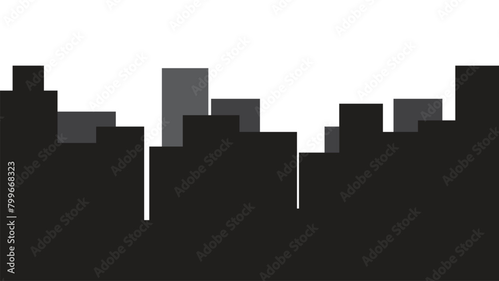 cityscape silhouettes vector illustration. Night town skyline or black city buildings isolated on white background. night city. vector night town